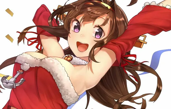 Картинка beautiful, anime, sexy, Kantai Collection, attractive, boobs, handsome, girl, brown hair, breasts, long hair, Kancolle, …