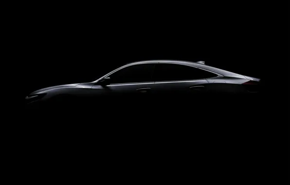 Картинка фон, чёрный, Prototype, силуэт, профиль, Honda, вид сбоку, Insight, 2018
