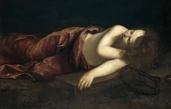 Картинка картина, Орацио Джентилески, Юный Спящий Иисус, мифология, история, религия