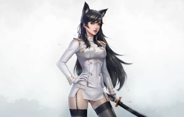 Картинка Девушка, Стиль, Азиатка, Girl, Меч, Арт, Art, Asian