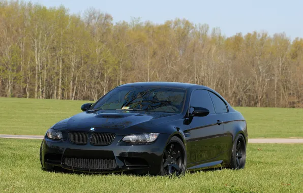 Картинка bmw, бмв, черная, перед, black, coupe, e92
