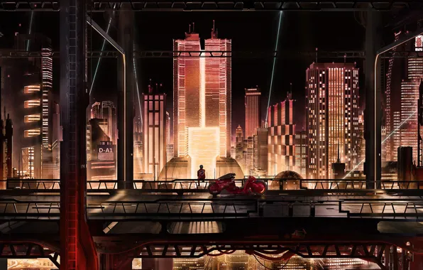 Картинка City, Cyberpunk, Акира, Akira, Bike