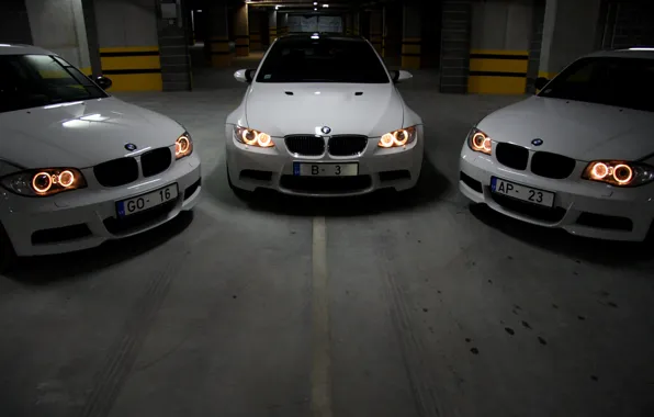 Картинка Белый, BMW, Фары, Гараж