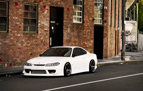 Картинка S15, Silvia, Nissan, white, front, VOLK