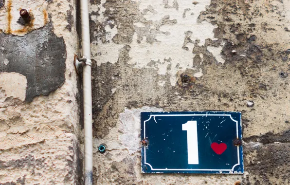 Картинка wall, heart, sign, number 1