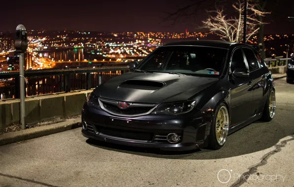 Картинка city, turbo, subaru, black, japan, wrx, impreza, jdm, tuning, power, carbon, sti, low, town, stance