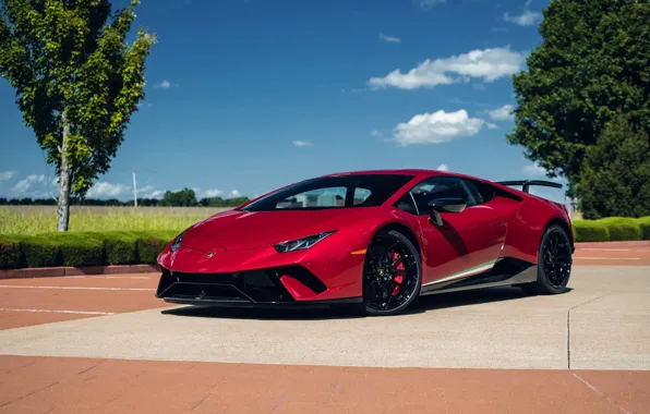 Картинка Lamborghini, Sky, Blue, RED, VAG, Performante, Huracan