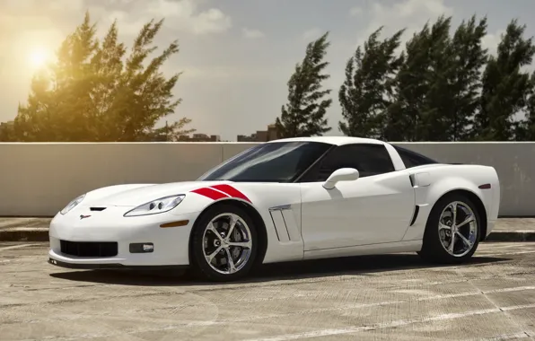 Картинка sport, white, corvette, chevrolet, grand