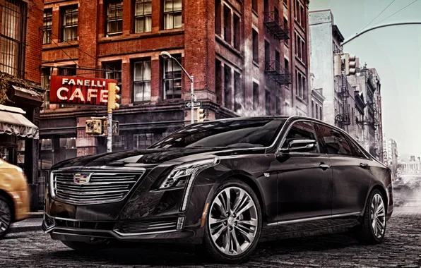 Картинка город, улица, Cadillac, седан, кадиллак, CT6