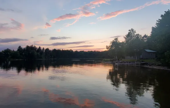 Картинка trees, sunset, lake