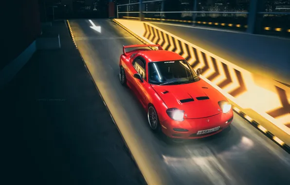 Картинка Красный, Авто, Ночь, Машина, Mazda, RX-7, Mazda RX-7, Transport & Vehicles, by Yan Kotov, Yan …