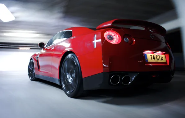 Картинка красный, фара, nissan, gt-r