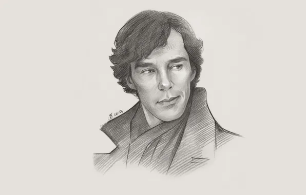 Картинка портрет, Шерлок Холмс, Бенедикт Камбербэтч, Sherlock, Sherlock BBC