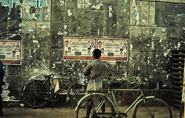 Картинка wall, wanted, bike, man