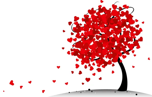 Картинка листья, абстракция, дерево, сердце, влюбленные, сердечко, святой, валентин