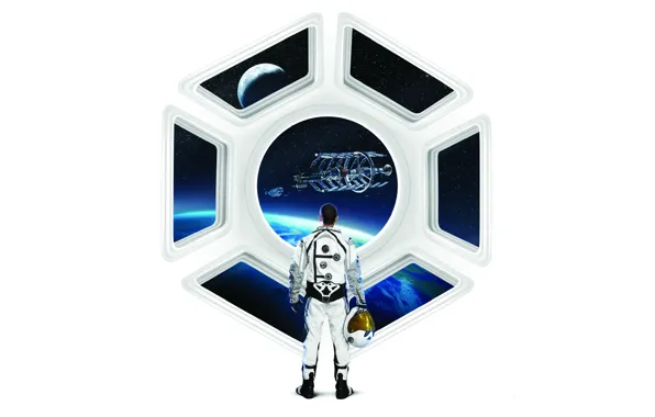 Картинка космический корабль, земля, космонавт, окно, шлем, планета, космос, луна, Firaxis, Sid Meier's Civilization: Beyond Earth, …