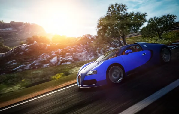 Картинка Bugatti, Veyron, в движении, Gran Turismo 6