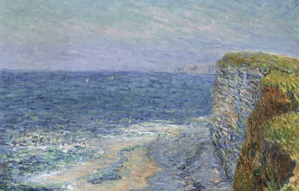 Картинка море, скалы, картина, Гюстав Луазо, Gustave Loiseau, Морской Пейзаж в Этрете