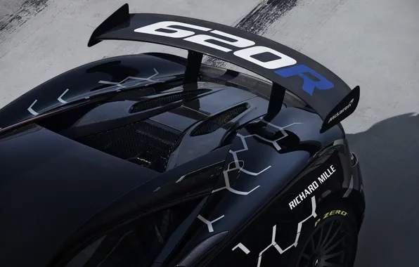 Картинка купе, McLaren, зад, крыло, 2020, V8 twin-turbo, 620R, 620 л.с., 3.8 л.