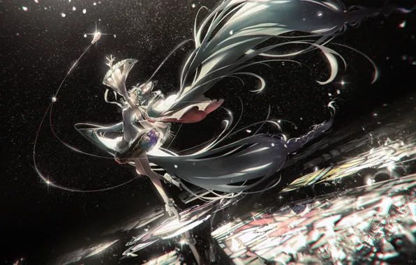 Картинка Vocaloid, Hatsune Miku, танец, вода, девушка