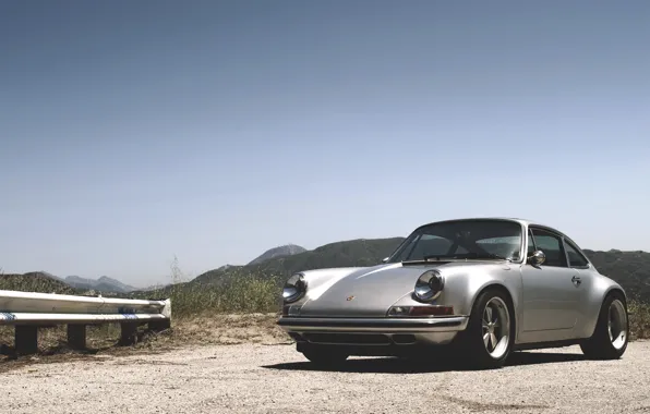 Картинка песок, небо, горы, 911, porsche, порше