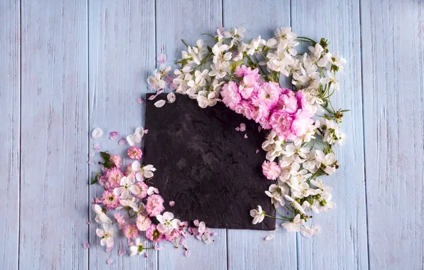 Картинка цветы, весна, розовые, white, wood, pink, blossom, flowers