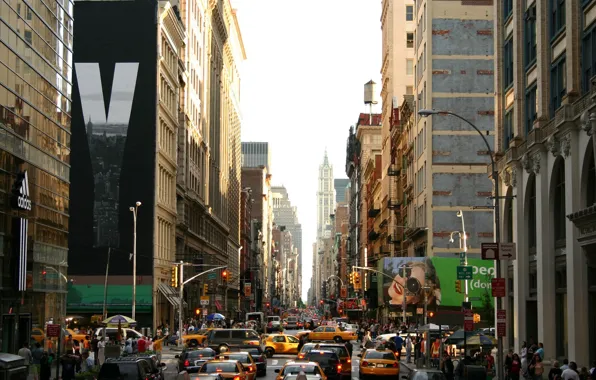 Картинка небоскребы, такси, нью-йорк
