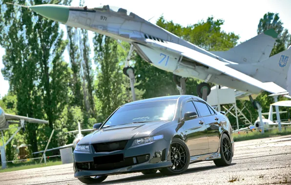 Картинка Дорога, Самолет, Машина, Honda Accord