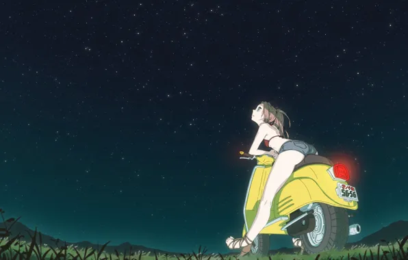 Картинка звезды, небо, Фури-Кури, flcl, Furi Kuri, Vespa