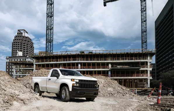 Картинка Chevrolet, пикап, Silverado, стройплощадка, 2019, Silverado LT