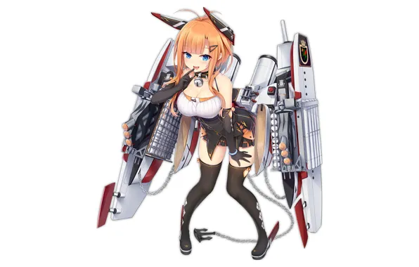 Картинка beautiful, mini skirt, blouse, Azur Lane, anime, sexy, attractive, boobs, handsome, girl, blonde, breasts, long …
