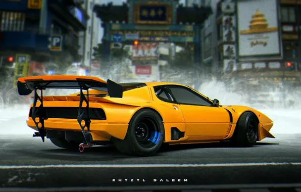 Картинка Ferrari, Car, Art, Yellow, Future, Khyzyl Saleem