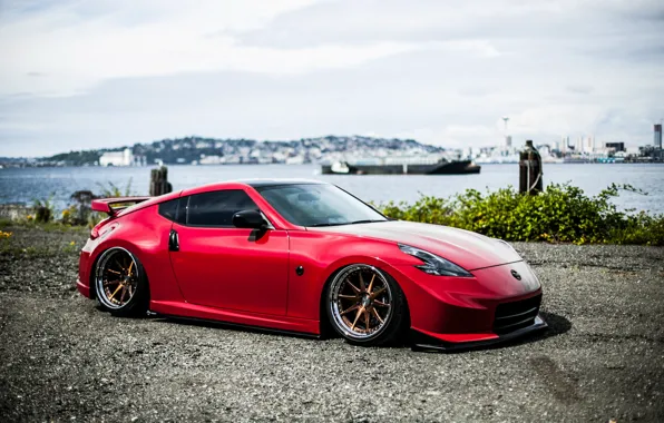 Картинка car, тюнинг, red, Nissan, tuning, автообои, stance, 370Z