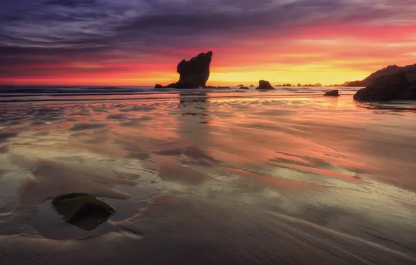 Картинка море, закат, Spain, Asturias, Muros De Nalon