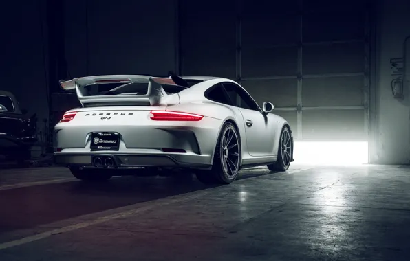 Картинка 911, Porsche, GT3, White, Supercar, Garage, Rear