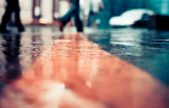 Картинка дорога, город, дождь, улица, лужи, rainy day