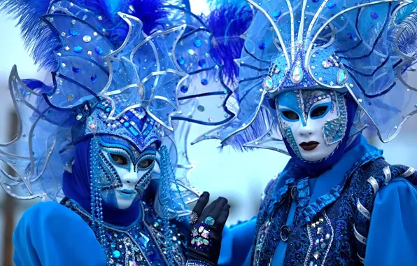 Картинка синий, Венеция, карнавал, маски, костюмы