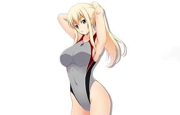 Картинка anime, Bismarck, attractive, boobs, girl, blonde hair, swimwear, swimsuit, pretty, green eyes, swimsuits, sexy, Kantai …