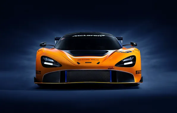 Картинка McLaren, гоночное авто, вид спереди, GT3, 720S, 2019