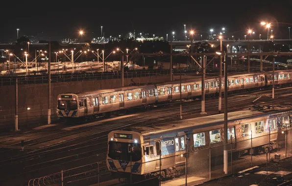 Картинка night, train station, North Melbourne