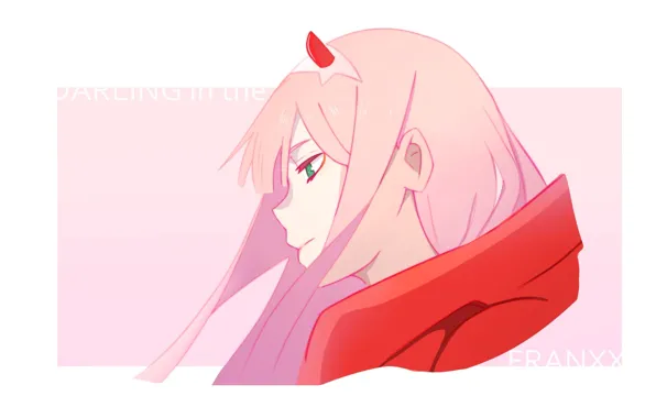 Картинка девушка, розовый, рамка, 002, Darling In The Frankxx, Милый во Франксе, Zero Two