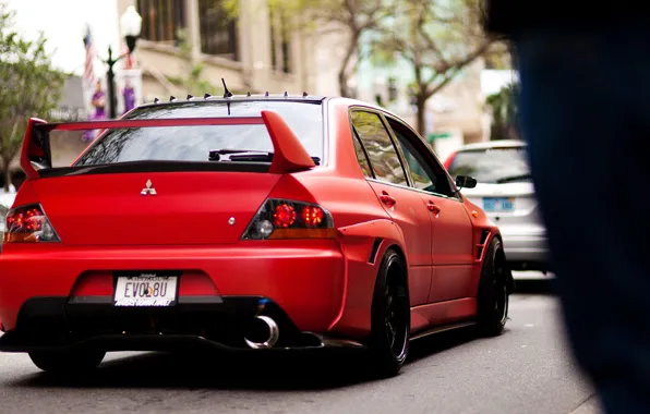 Картинка red, mitsubishi, tuning, evo, matte