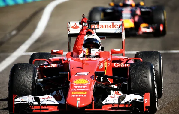 Картинка Ferrari, Палец, Formula 1, Vettel, Передок, 2015, SF15T