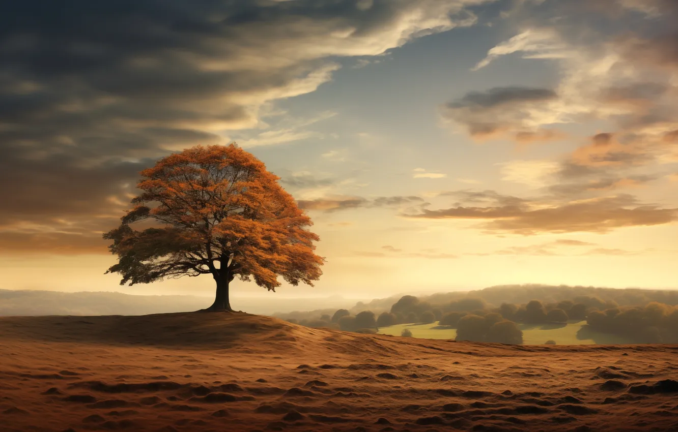 Фото обои landscape, tree, oak, majestic