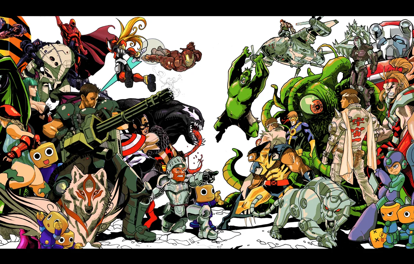 Фото обои Morrigan, Wolverine, X-Men, Logan, Resident Evil, Iron Man, captain america, venom