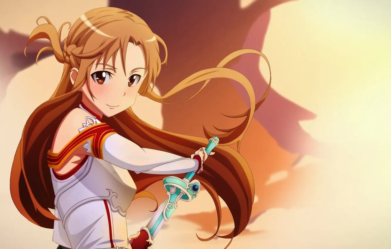 Фото обои девушка, фон, меч, sword art online, yuuki asuna