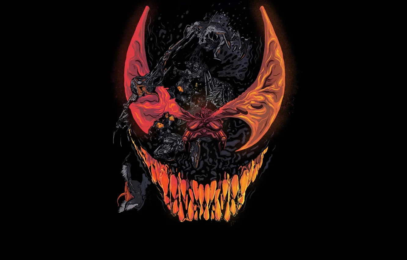 Фото обои минимализм, зубы, арт, Marvel, Веном, Venom, Симбиот, Creatures