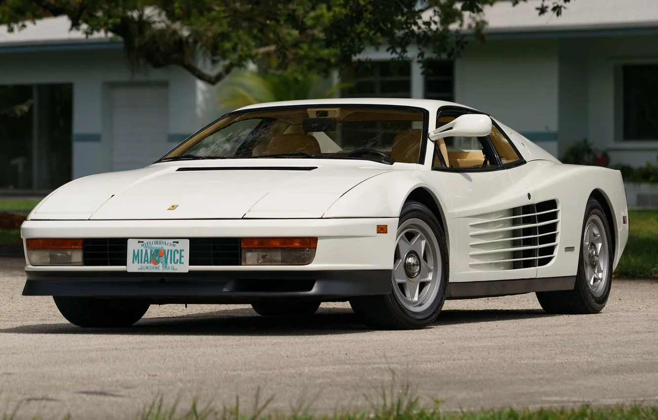 Фото обои Ferrari, White, Testarossa