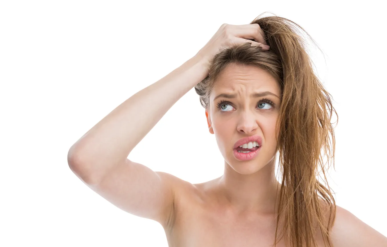 Фото обои model, face, hair, hand, worry