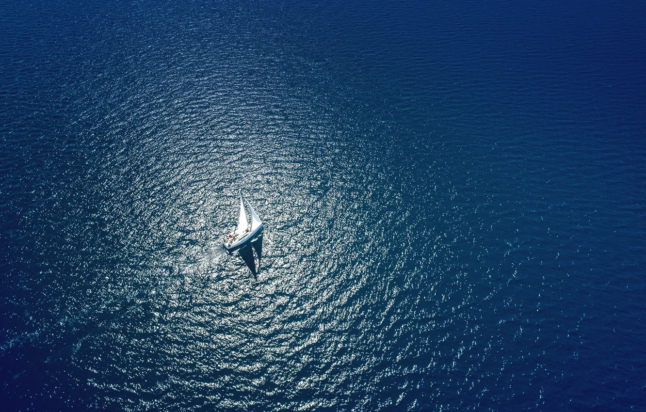 Фото обои море, яхта, паруса, open sea, вид с дрона, amazing view, угол с высоты птичьего полета, …